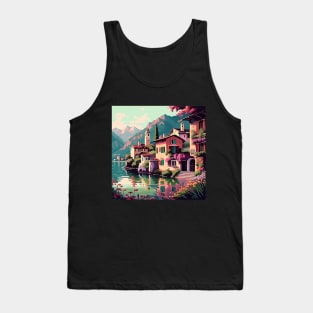 Colorful Lakeside Flower Villa Tank Top